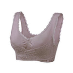 Wireless Front Cross Buckle Lace Lift Bra