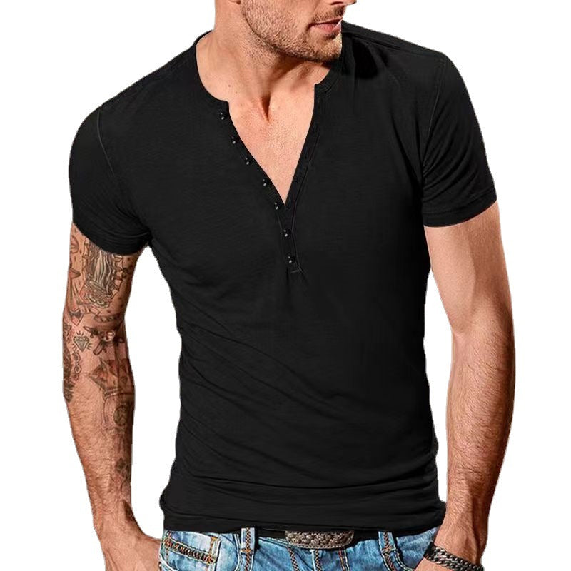 Men's Plain Henley Vacation T-shirt