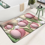 3D flower soft diatom mud absorbent floor mat