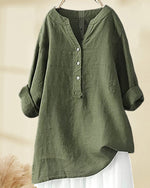 Solid color long sleeve button blouse