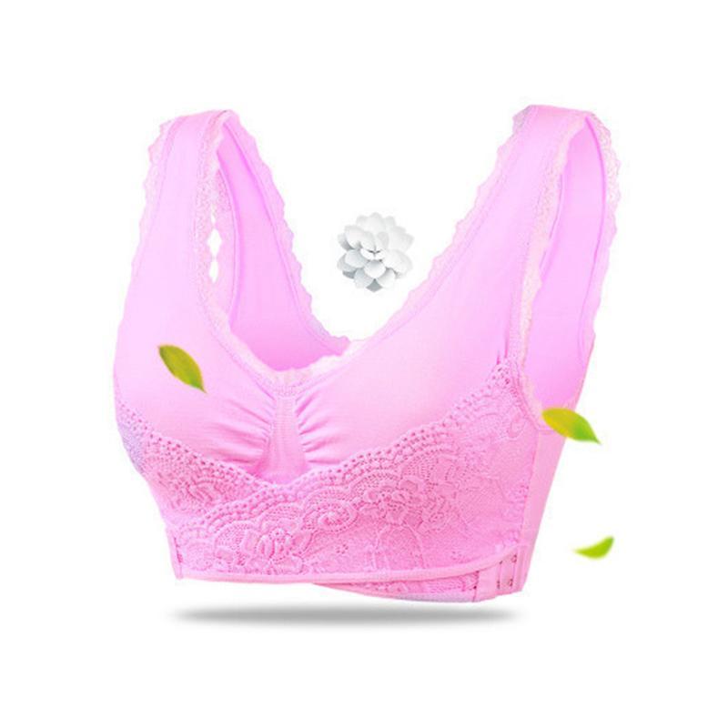 Wireless Front Cross Buckle Lace Lift Bra