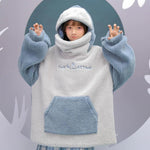 Shark Embroidery Zipper Letter Plush Hoodie