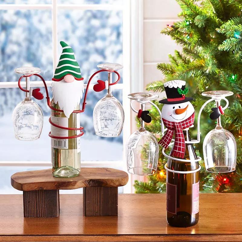 (🎅Early Christmas Sale - 50% Off🎅) Holiday Wine Bottle & Glass Holders