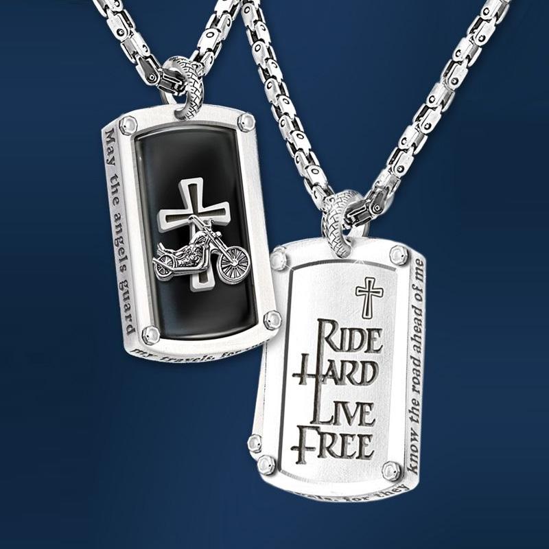 Motorcycle cross pendant necklace