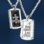 Motorcycle cross pendant necklace