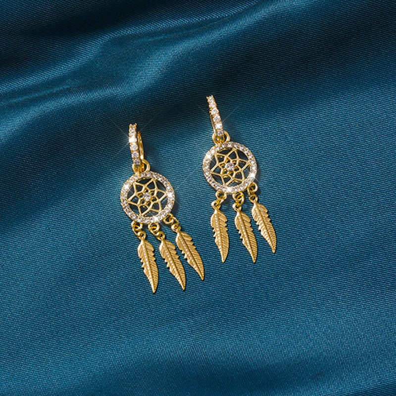 Dreamcatcher Crystal Charm Earrings