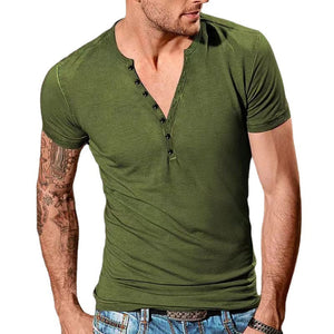 Men's Plain Henley Vacation T-shirt