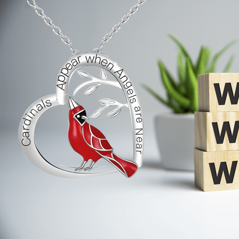 Cardinal Heart Pendant Necklace