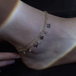 Double Layer Rhinestones Heart Anklet