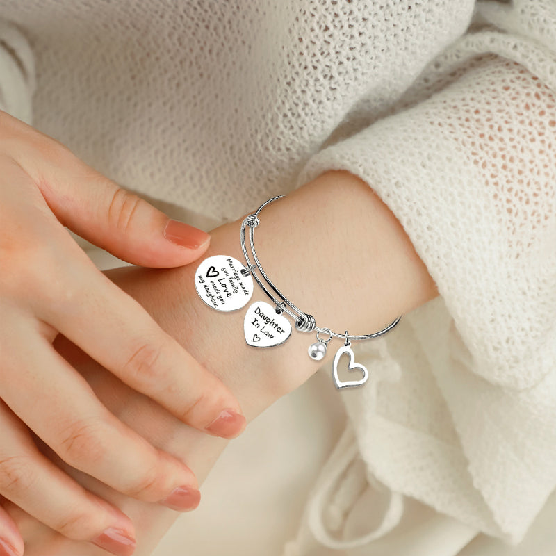 🎁FOR DAUGHTER-IN-LAW🎁MARRIAGE MADE YOU FAMILY LOVE MADE YOU MY DAUGHTER BANGLE BRACELET