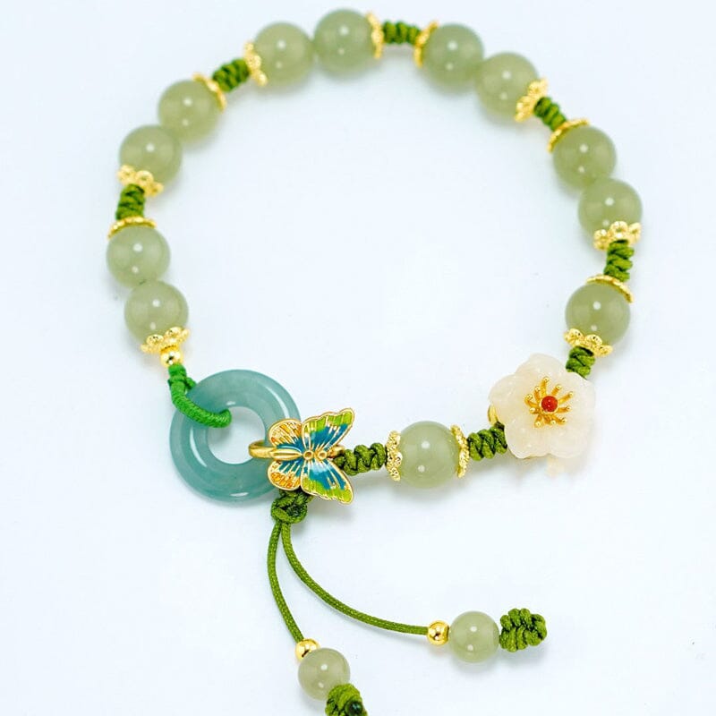 Butterfly Natural Emerald Jade Stone Bracelet