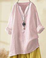 Solid color long sleeve button blouse