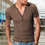 Men's Plain Henley Vacation T-shirt