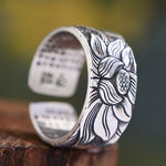 Lotus Ring with Heart Sutra