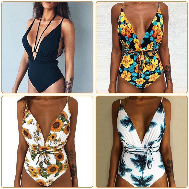 Women Multi-Flower Printed One Pieces Bikini