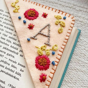 Personalized Hand Embroidered Corner Bookmark