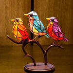 Birds on Branches Stained Glass Ornaments