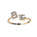 A-Z Letter Gold Color Metal Adjustable Opening Ring