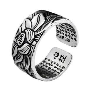 Lotus Ring with Heart Sutra