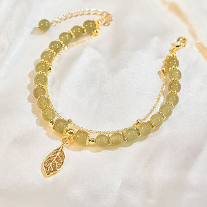 Hetian Jade Gold Leaf Bracelet