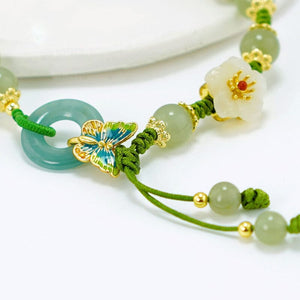 Butterfly Natural Emerald Jade Stone Bracelet