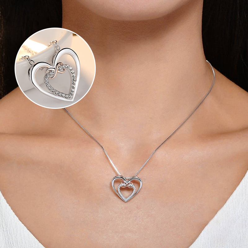 Stylish Double Heart Necklace ( Card Included)