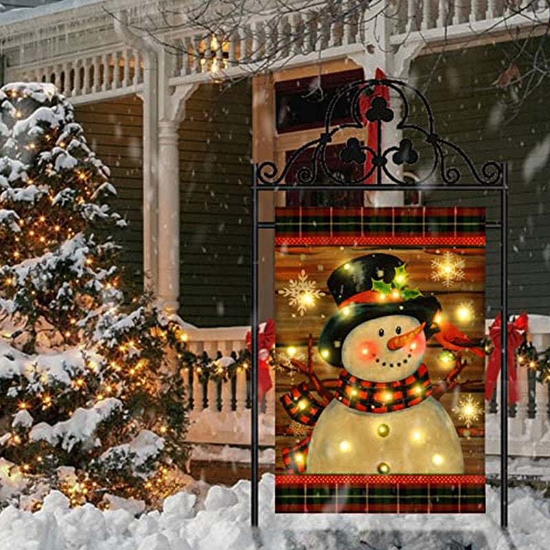 LED Snowman Garden Flag