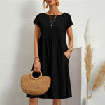 Cotton Crew Neck A-Line Dress