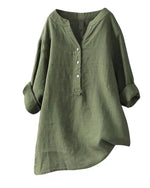 Solid color long sleeve button blouse