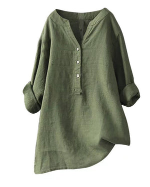 Solid color long sleeve button blouse