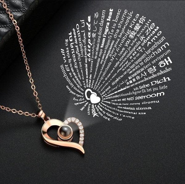 Love Projection Heart Necklace (I Love You in 100 Languages)