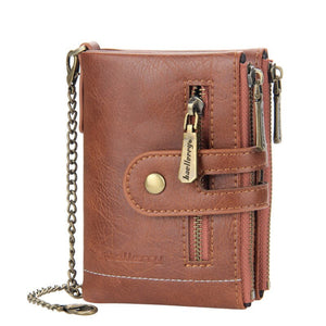 Men‘s RFID Wallet with Chain, Retro Bifold Card Holder Purse