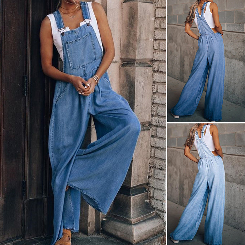 Sleeveless Denim Bib Pants