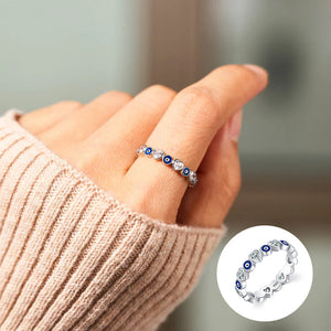 Heart & Evil Eye Ring Band