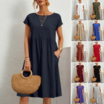 Cotton Crew Neck A-Line Dress