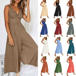 V Neck Cutout Wide Leg Jumpsuits