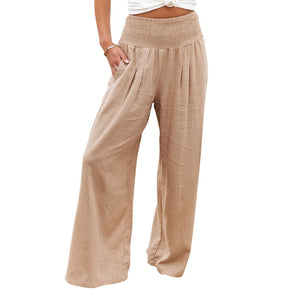 Fresh Air Linen Blend Pocketed Smocked Pants