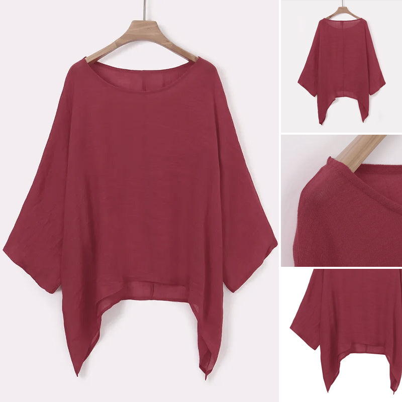 Solid Color Batwing Casual Loose T-shirt