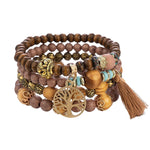 Boho Multilayer Wood Beaded Bracelet