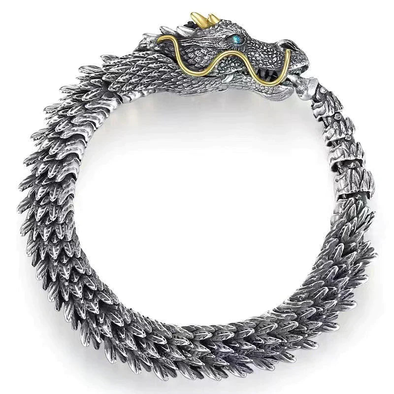 Silver Handmade Dragon Chain Bracelet