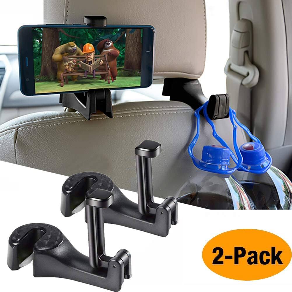 Car Seat Rear Hook with Mobile Phone Holder(2PCS)