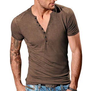 Men's Plain Henley Vacation T-shirt