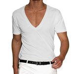 Men's Basic Deep V-Neck Cotton Short Sleeve T-Shirt