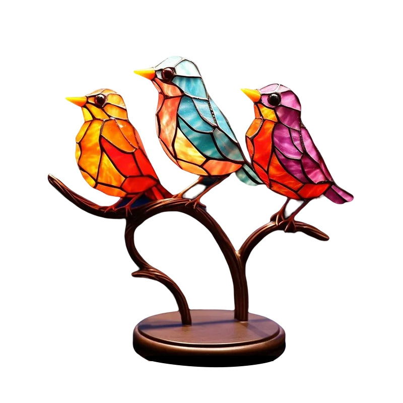 Birds on Branches Stained Glass Ornaments